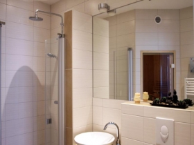 Abkühlung nach einem Saunagang bietet die rain shower Dusche